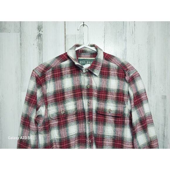 Vintage FIELD & STREAM Heavyweight Flannel Shirt Red Plaid Large Men's - Picture 3 of 5